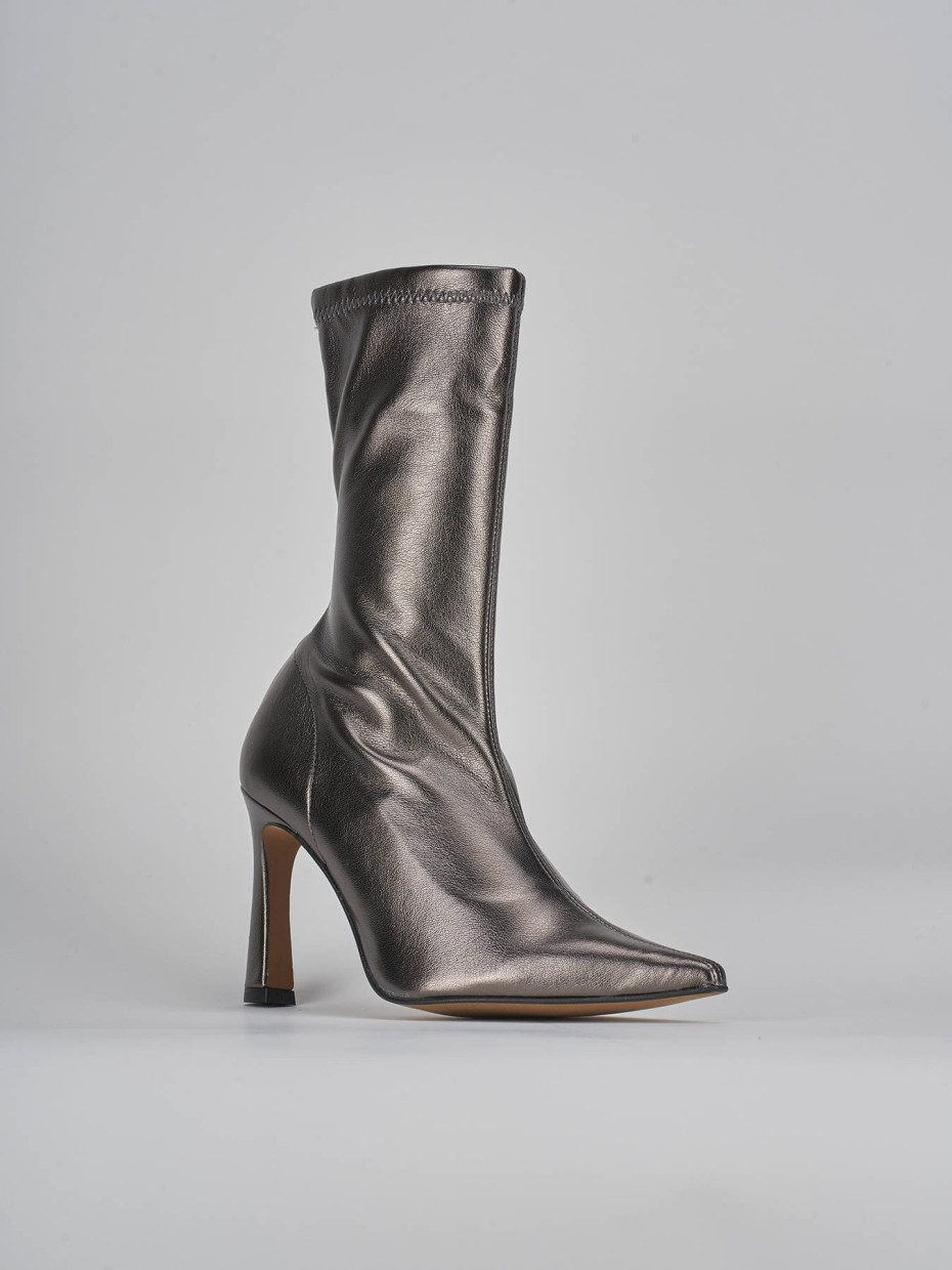 Silver block heel ankle boots on sale