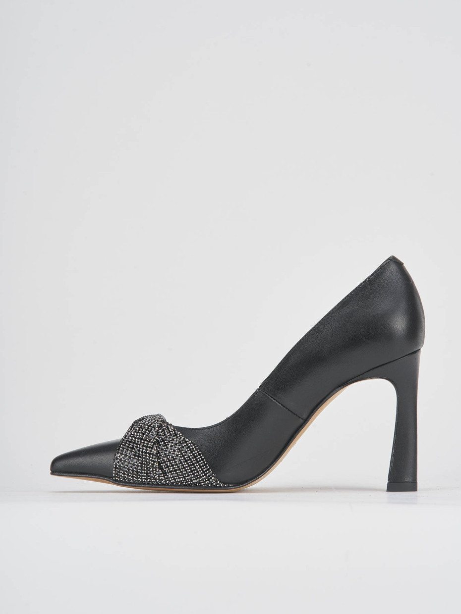 Décolleté e slingback tacco 9cm pelle nero