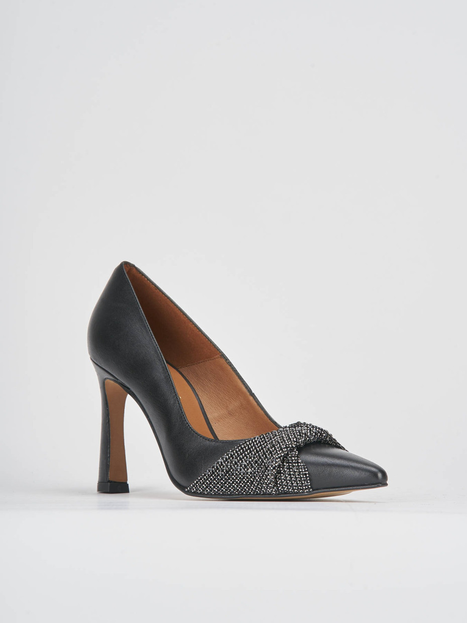 Décolleté e slingback tacco 9cm pelle nero