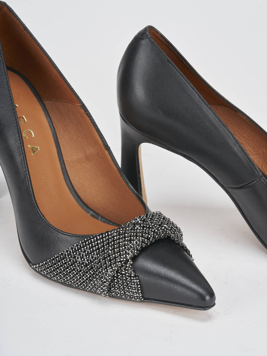 Décolleté e slingback tacco 9cm pelle nero