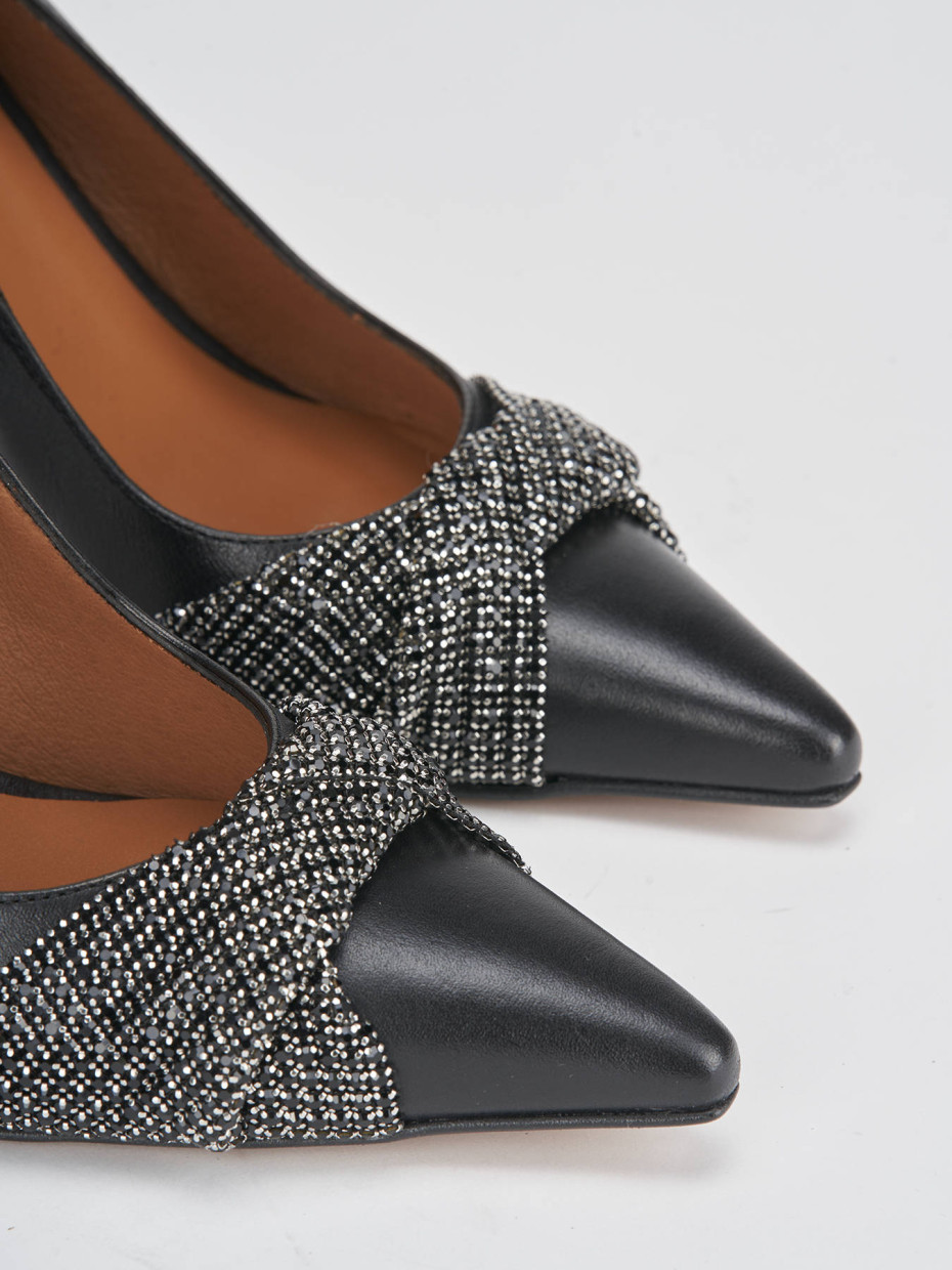 Décolleté e slingback tacco 9cm pelle nero