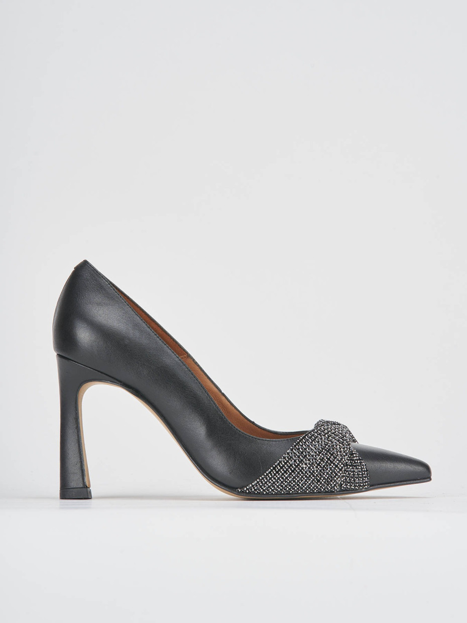 Décolleté e slingback tacco 9cm pelle nero
