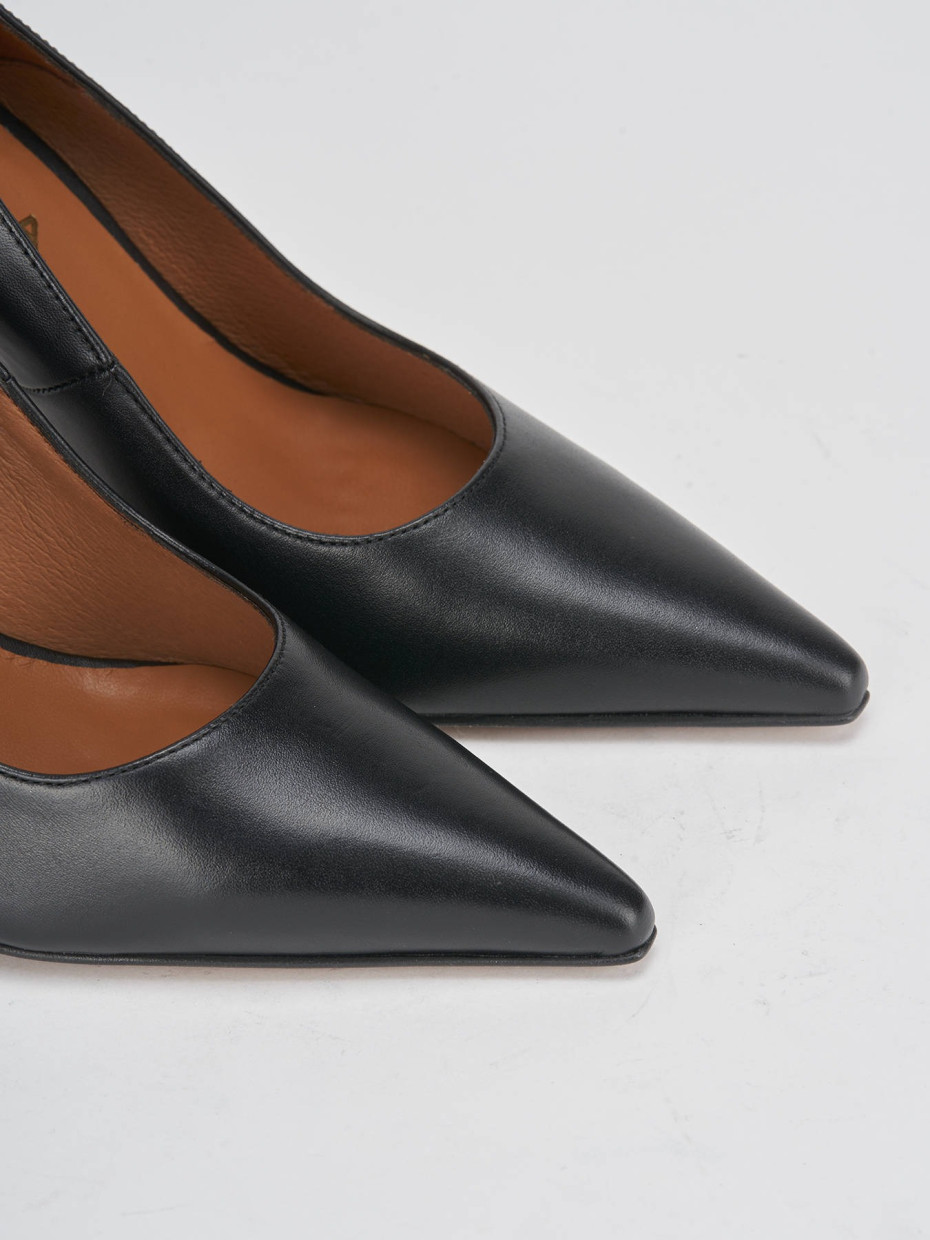 Décolleté e slingback tacco 10cm pelle nero
