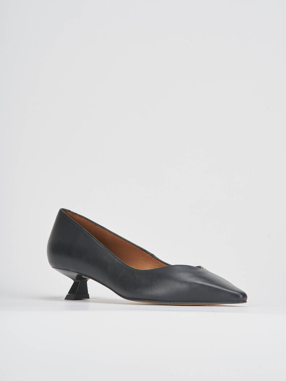 Décolleté e slingback tacco 3cm pelle nero