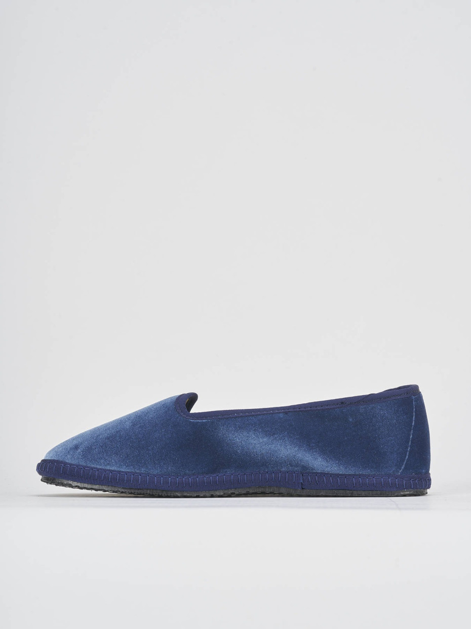 Flat shoes heel 1 cm blu velvet