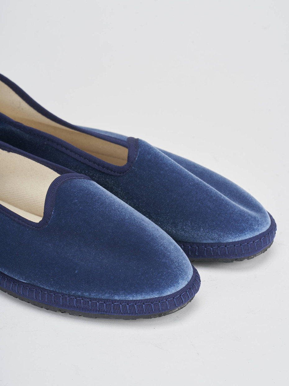 Flat shoes heel 1 cm blu velvet