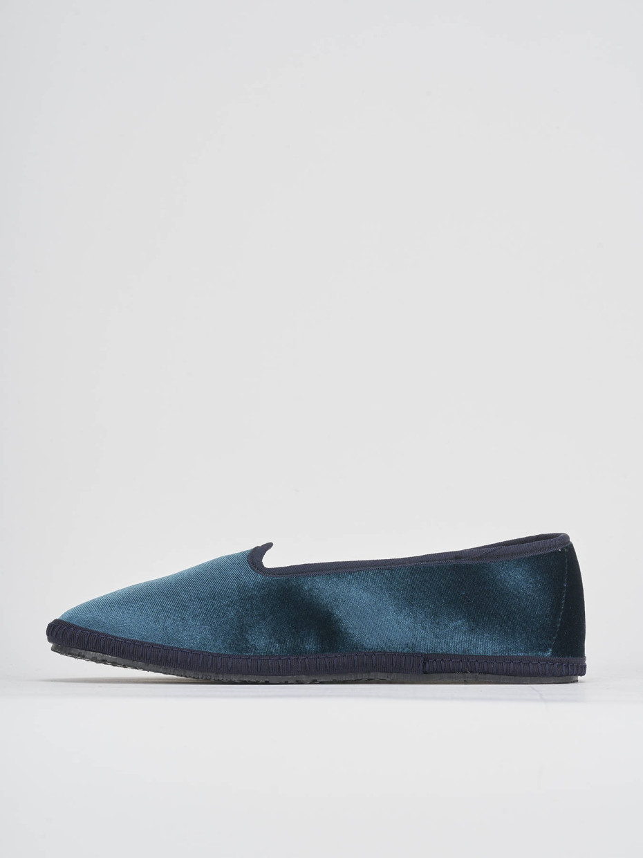 Flat shoes heel 1 cm blu velvet