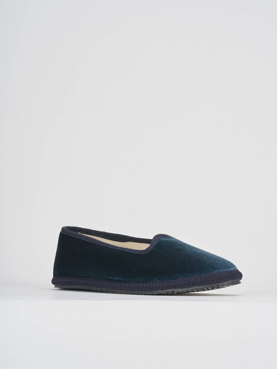 Flat shoes heel 1 cm blu velvet