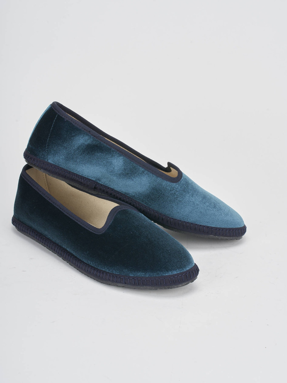 Ballerine tacco 1cm velluto blu