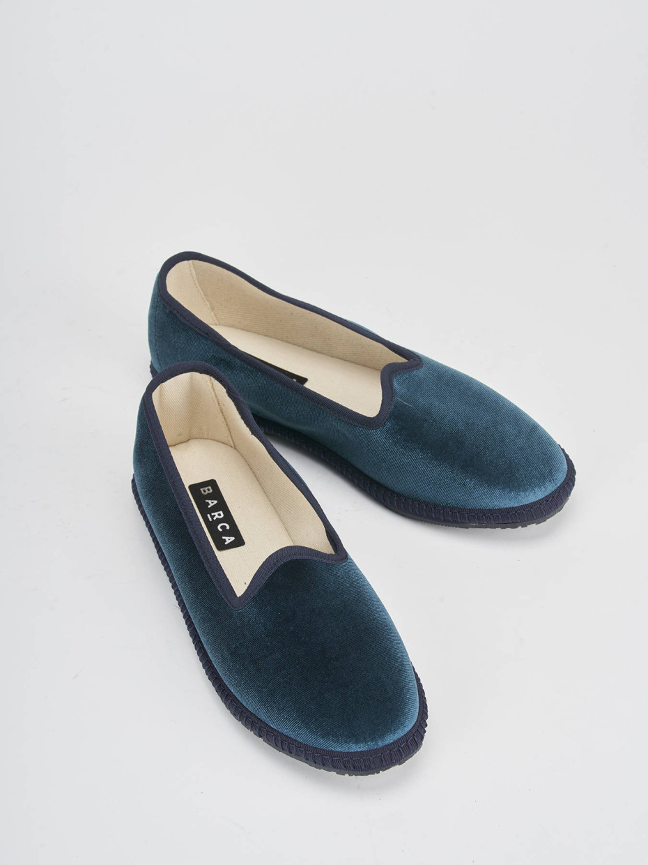 Ballerine tacco 1cm velluto blu