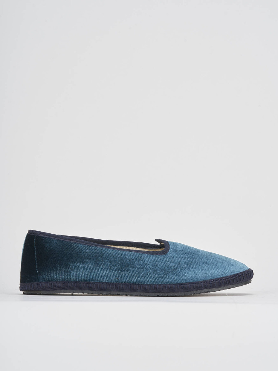 Flat shoes heel 1 cm blu velvet