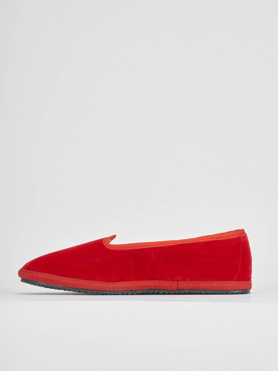 Flat shoes heel 1 cm red velvet