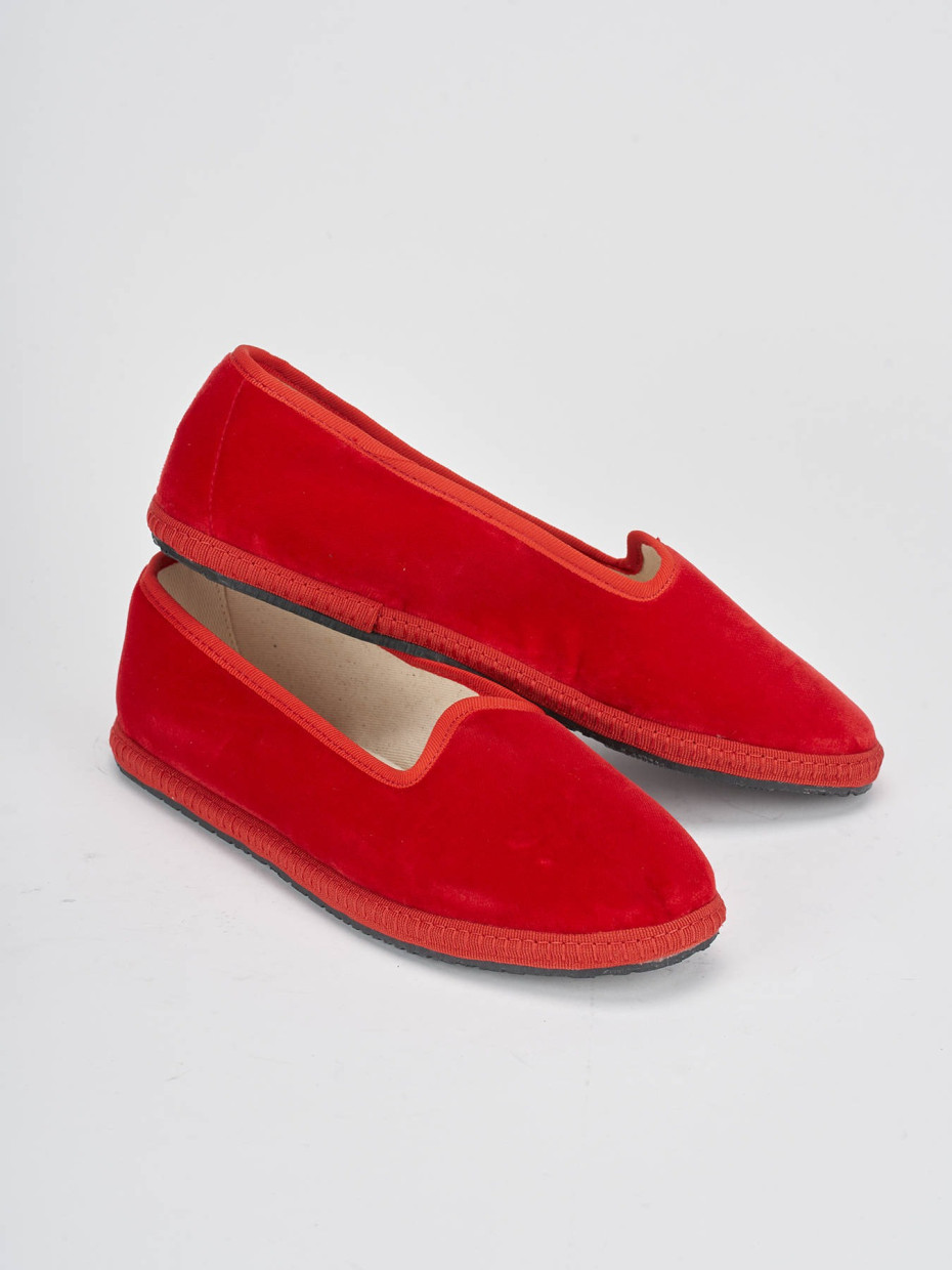 Flat shoes heel 1 cm red velvet