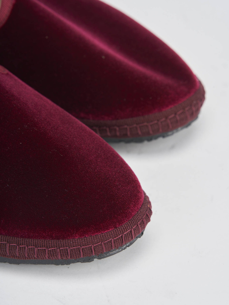 Flat shoes heel 1 cm red velvet