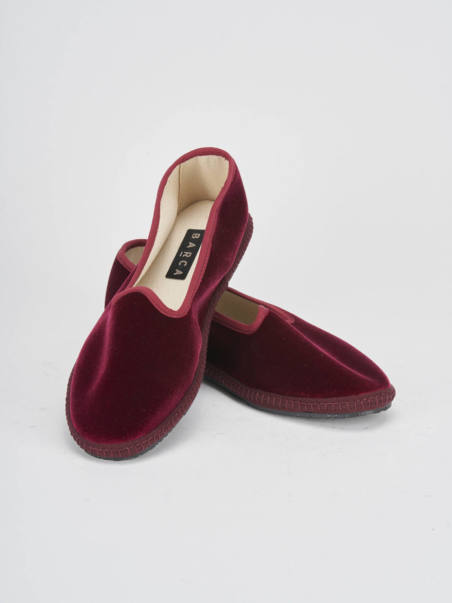 Flat shoes heel 1 cm red velvet