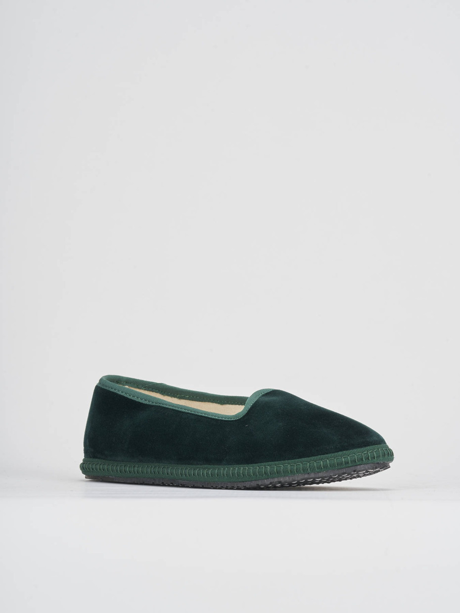 Flat shoes heel 1 cm green velvet