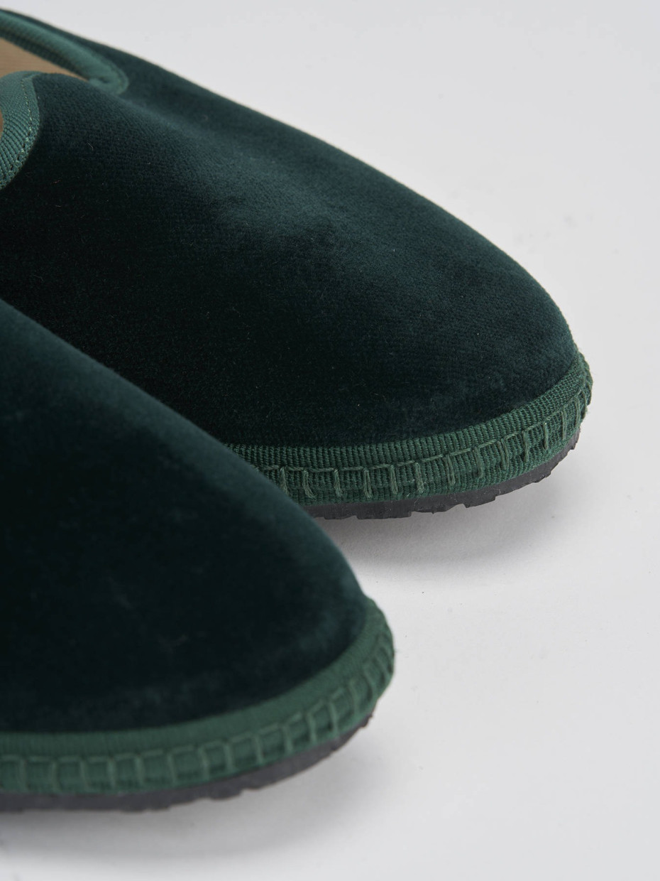 Flat shoes heel 1 cm green velvet