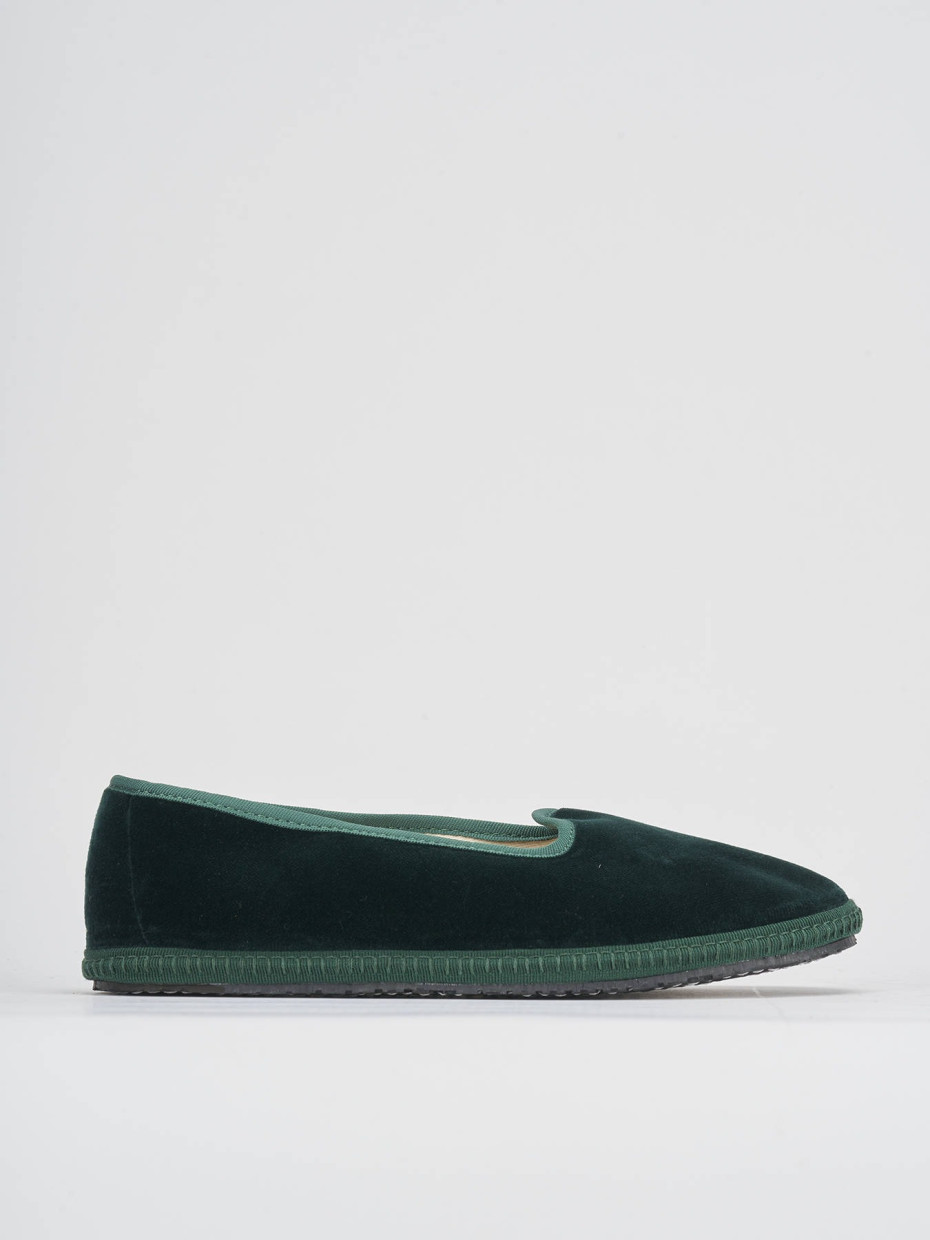 Flat shoes heel 1 cm green velvet