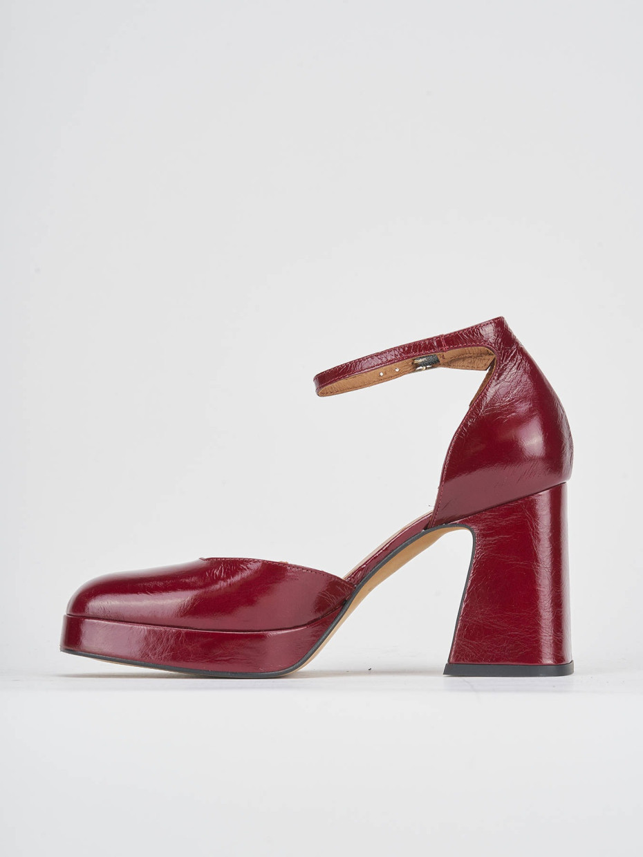 Décolleté e slingback tacco 9cm vernice bordo'