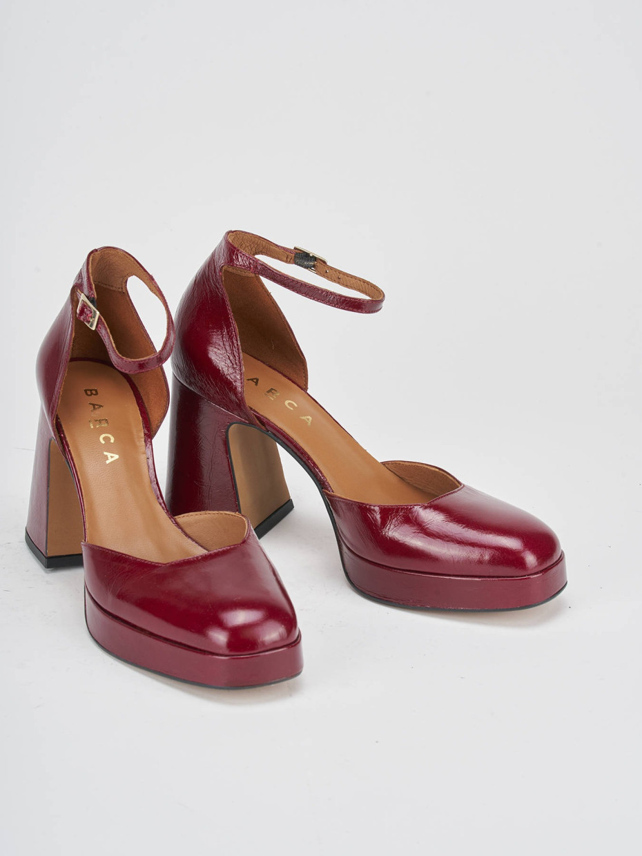 Décolleté e slingback tacco 9cm vernice bordo'