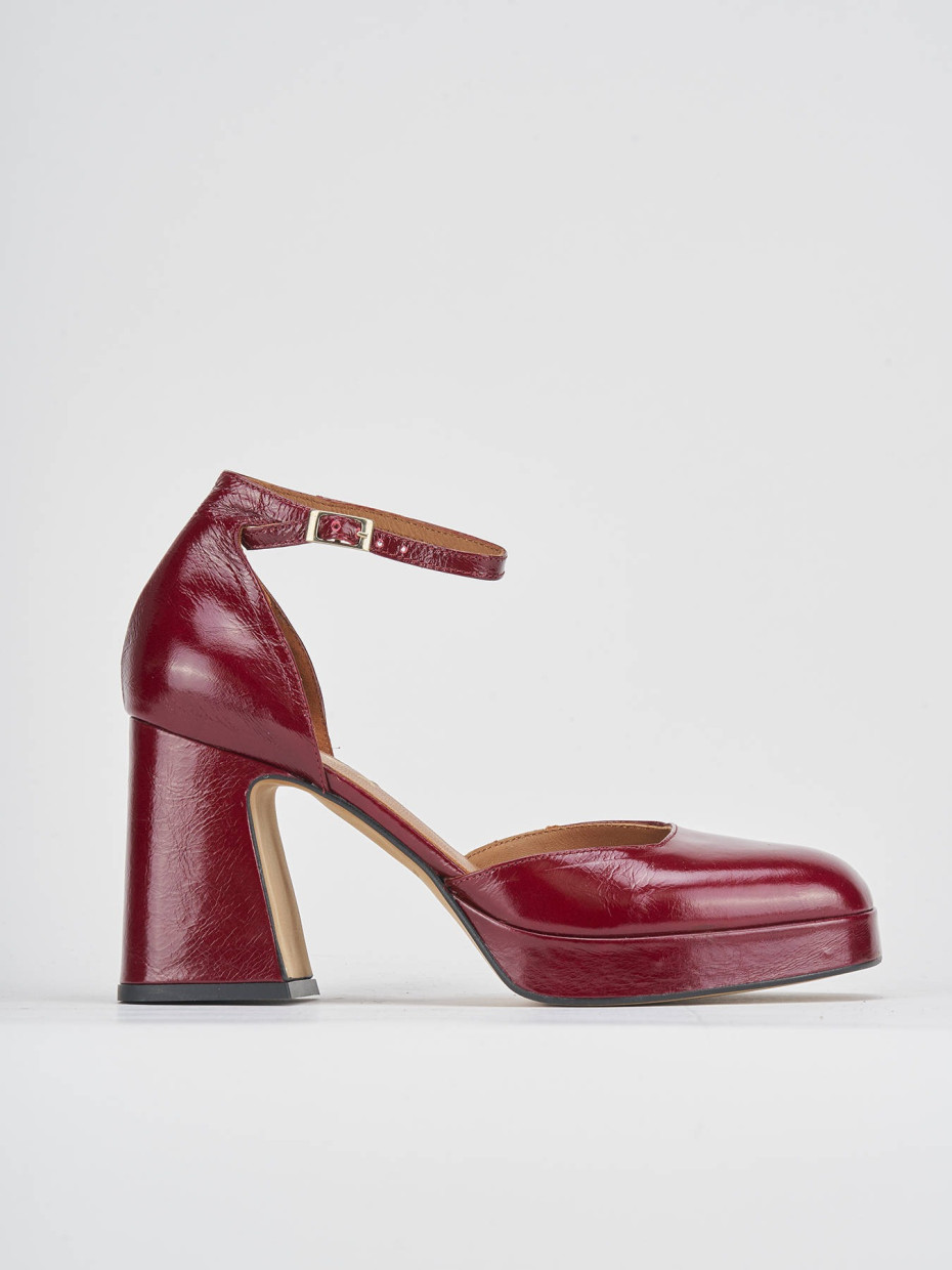 Décolleté e slingback tacco 9cm vernice bordo'