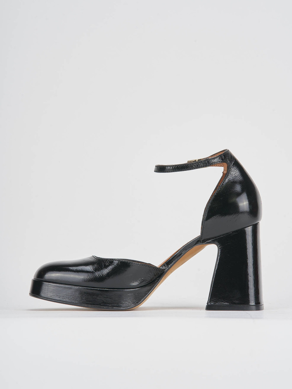 Décolleté e slingback tacco 9cm vernice nero