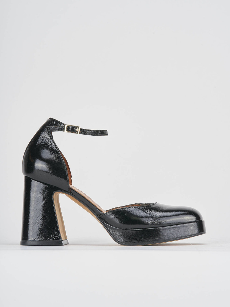 Décolleté e slingback tacco 9cm vernice nero