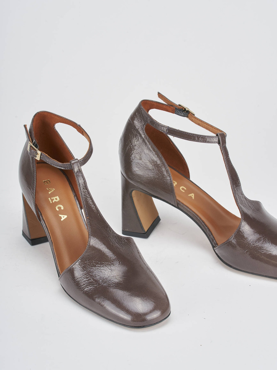 Décolleté e slingback tacco 5cm vernice grigio
