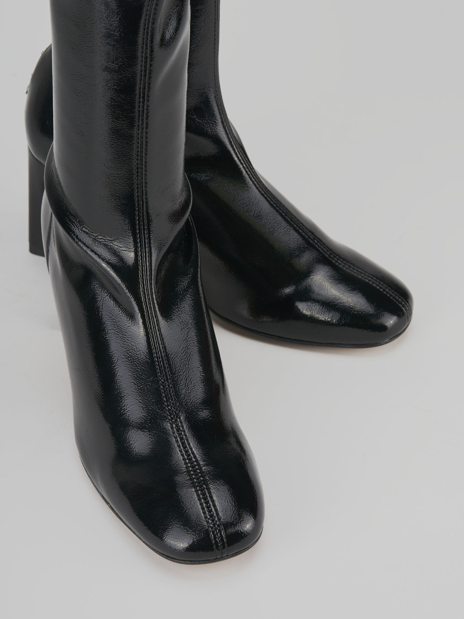 High heel ankle boots heel 8 cm black patent