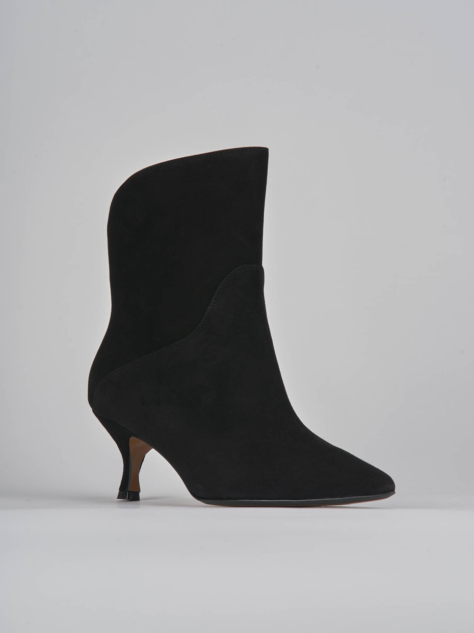 High heel ankle boots heel 5 cm black suede