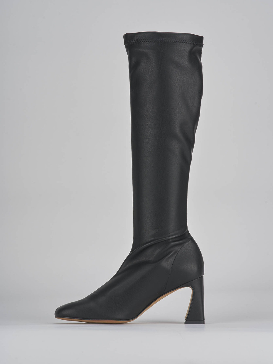 High heel boots heel 9 cm black leather
