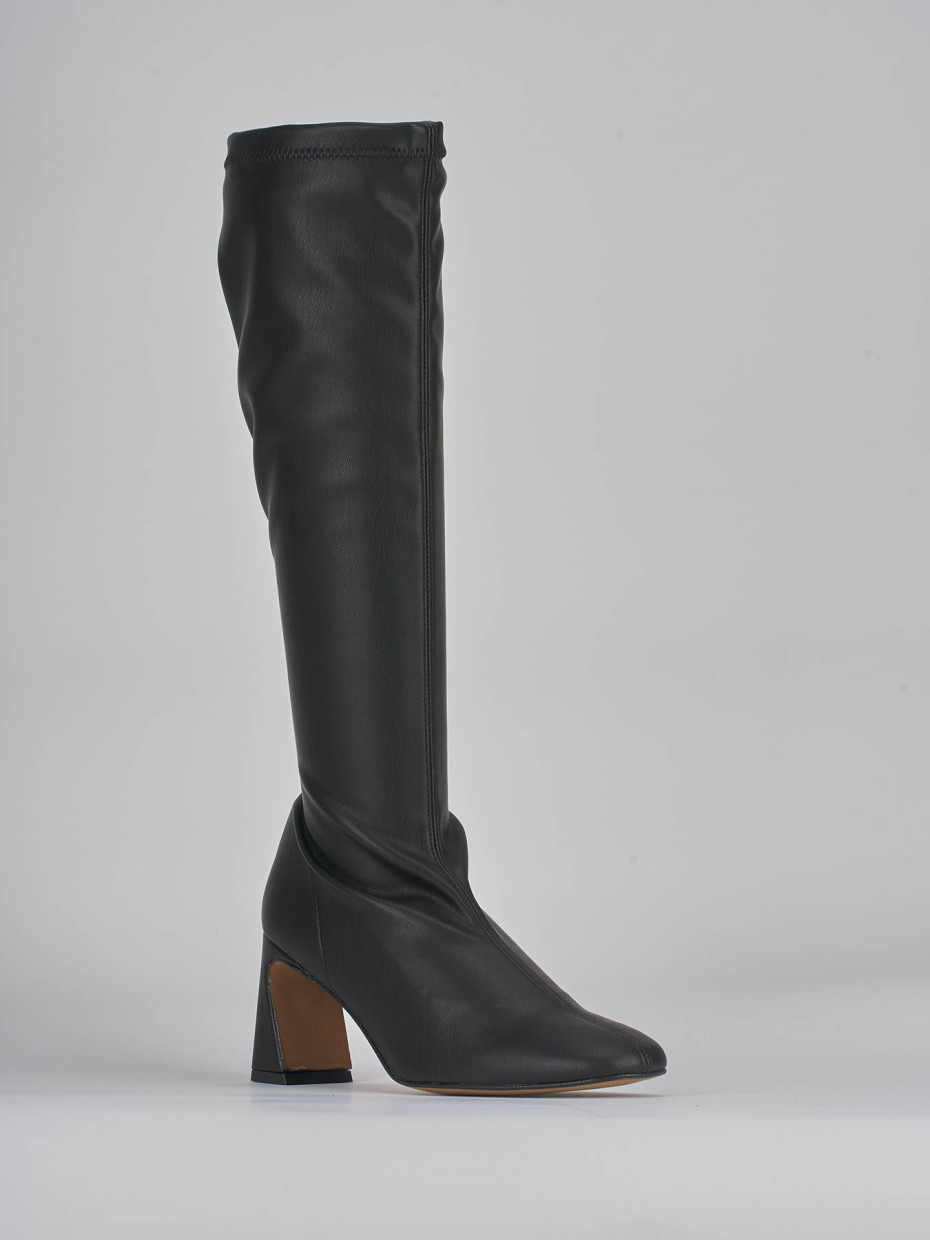 High heel boots heel 9 cm black leather