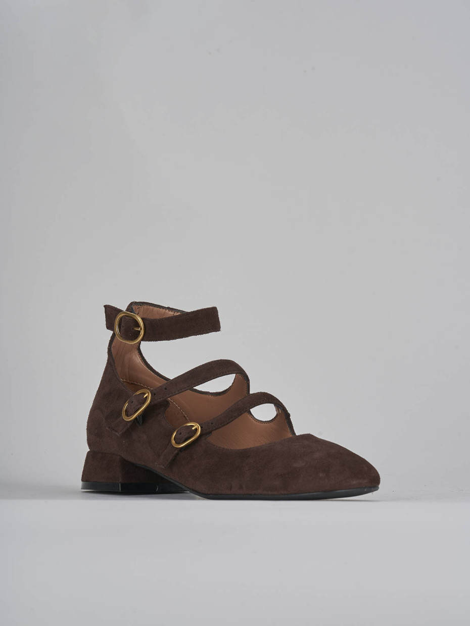 Décolleté e slingback tacco 3cm camoscio testa