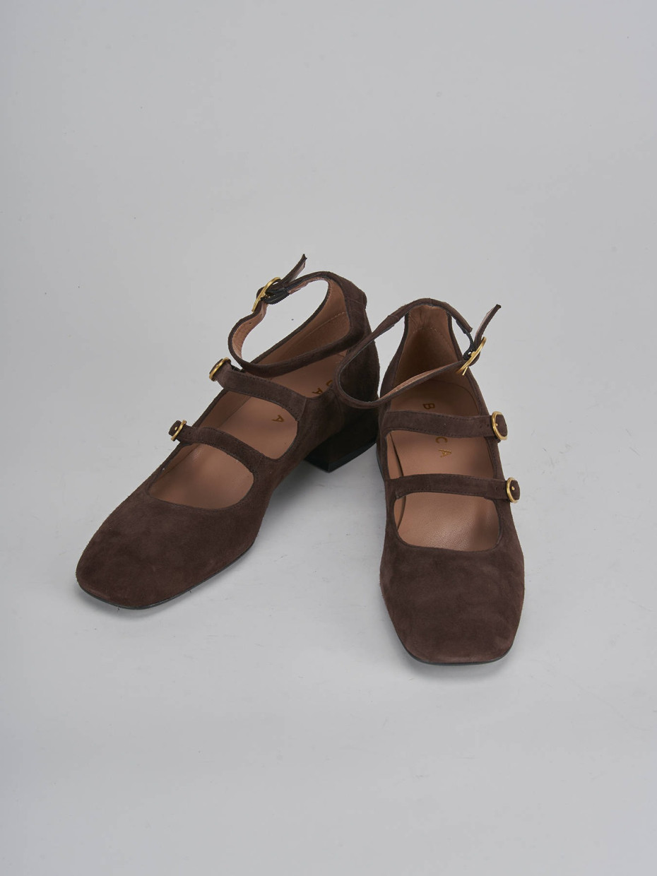 Décolleté e slingback tacco 3cm camoscio testa