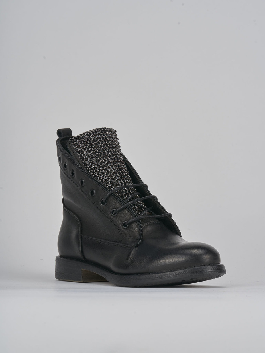 Combat boots heel 2 cm black leather