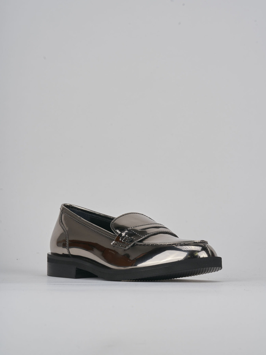 Loafers heel 2 cm silver leather