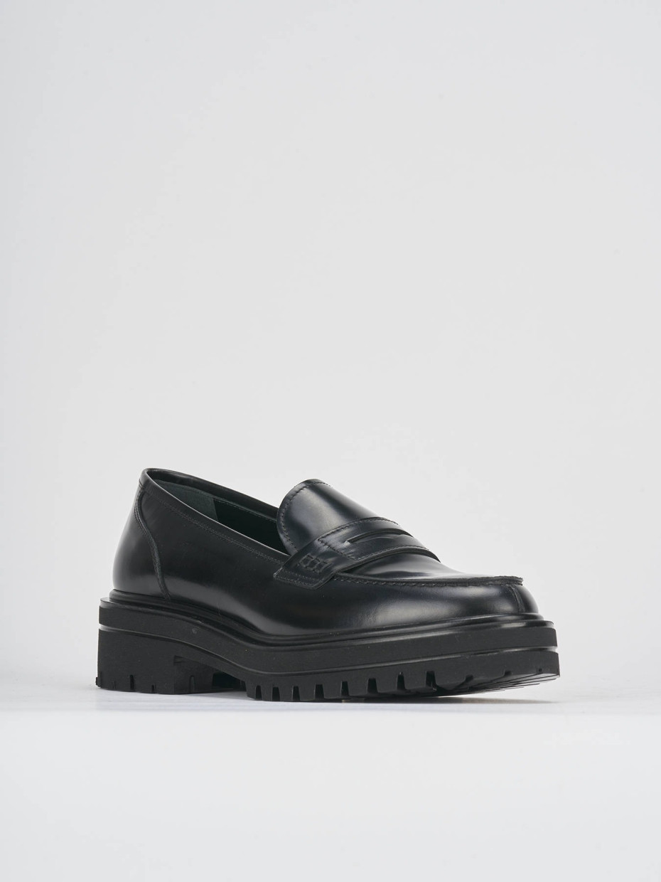Mocassini tacco 2cm pelle nero