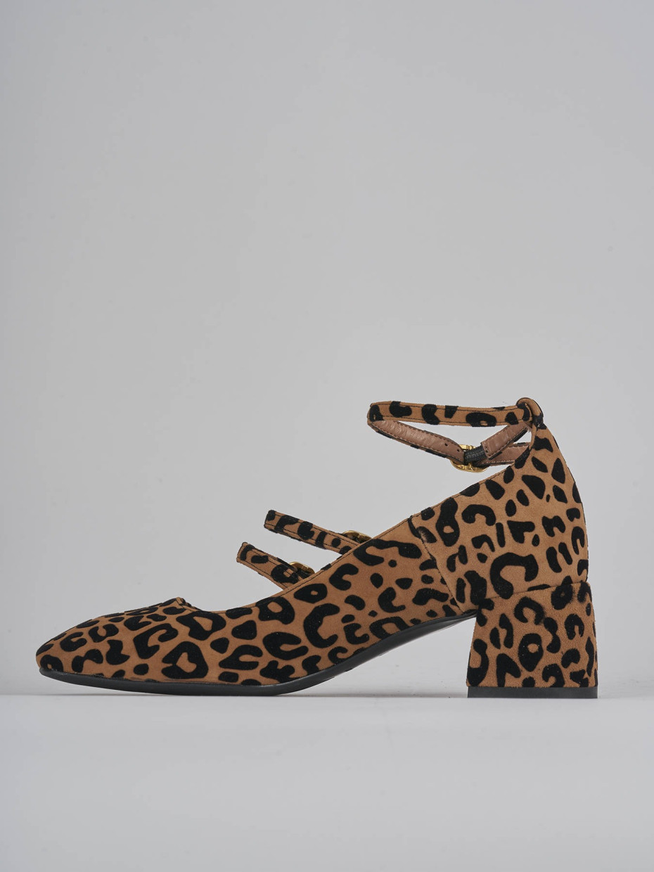 Décolleté e slingback tacco 5cm camoscio multicolor