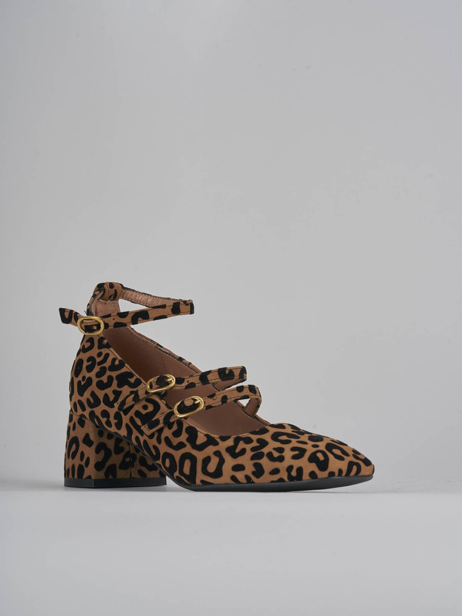 Décolleté e slingback tacco 5cm camoscio multicolor
