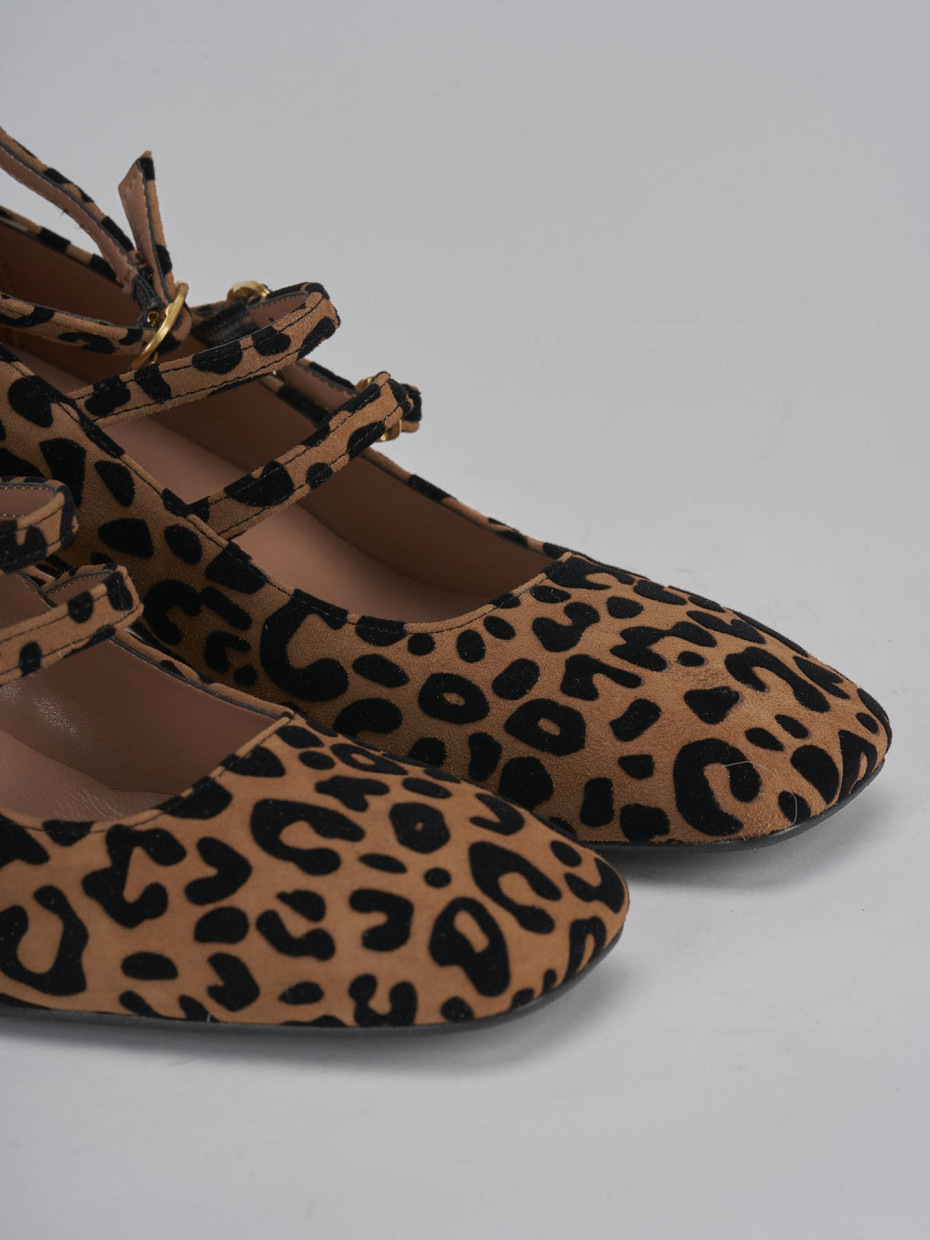 Décolleté e slingback tacco 5cm camoscio multicolor