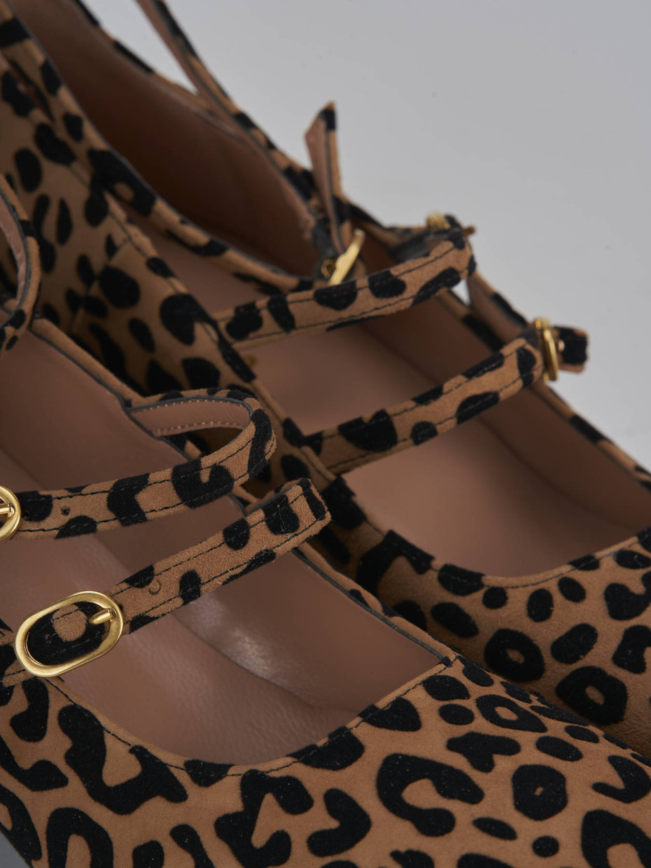 Décolleté e slingback tacco 5cm camoscio multicolor