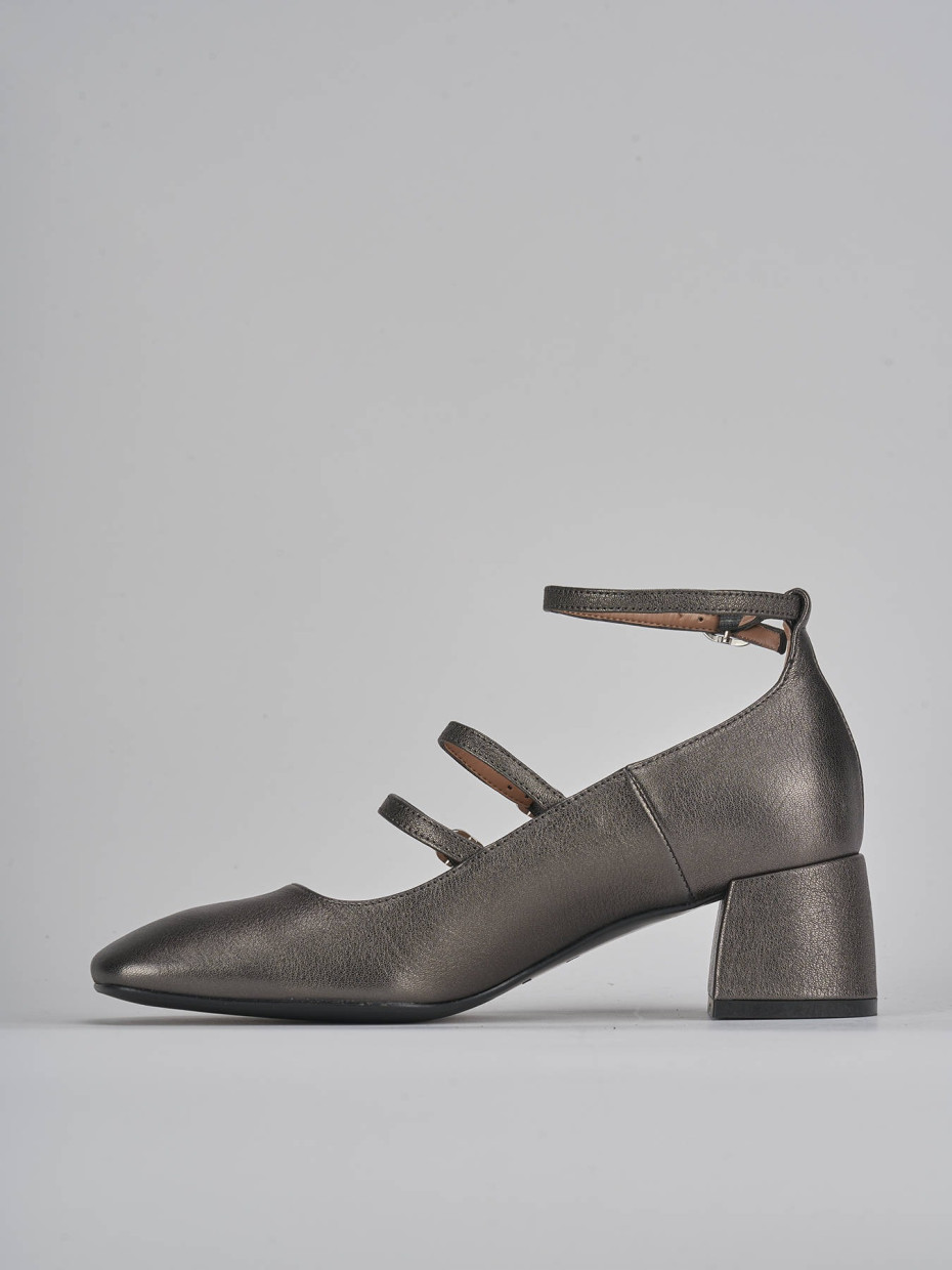 Décolleté e slingback tacco 5cm pelle grigio