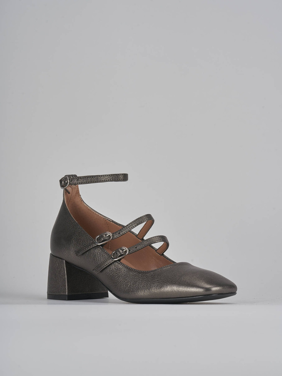 Décolleté e slingback tacco 5cm pelle grigio