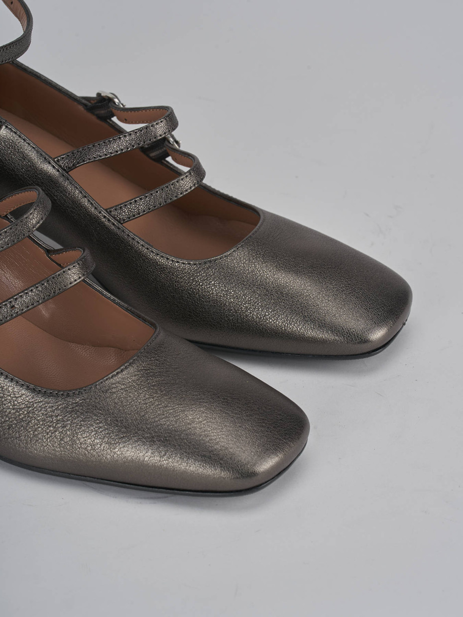 Décolleté e slingback tacco 5cm pelle grigio