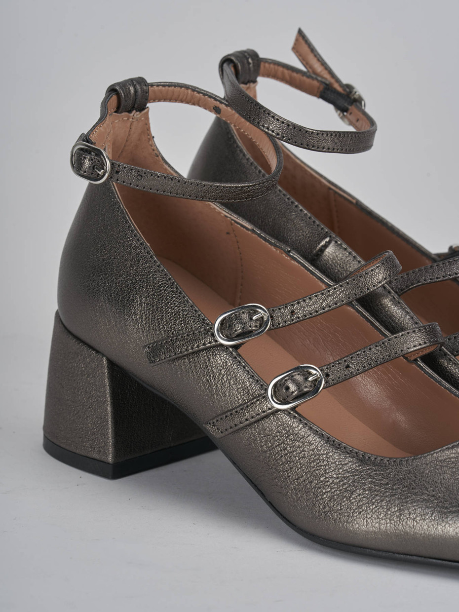 Décolleté e slingback tacco 5cm pelle grigio