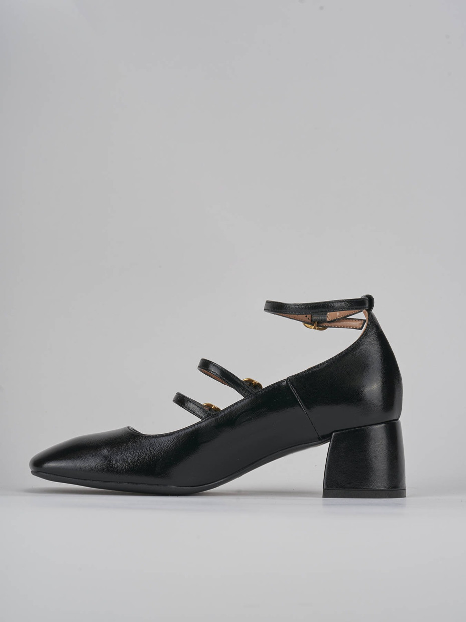 Décolleté e slingback tacco 5cm vernice nero