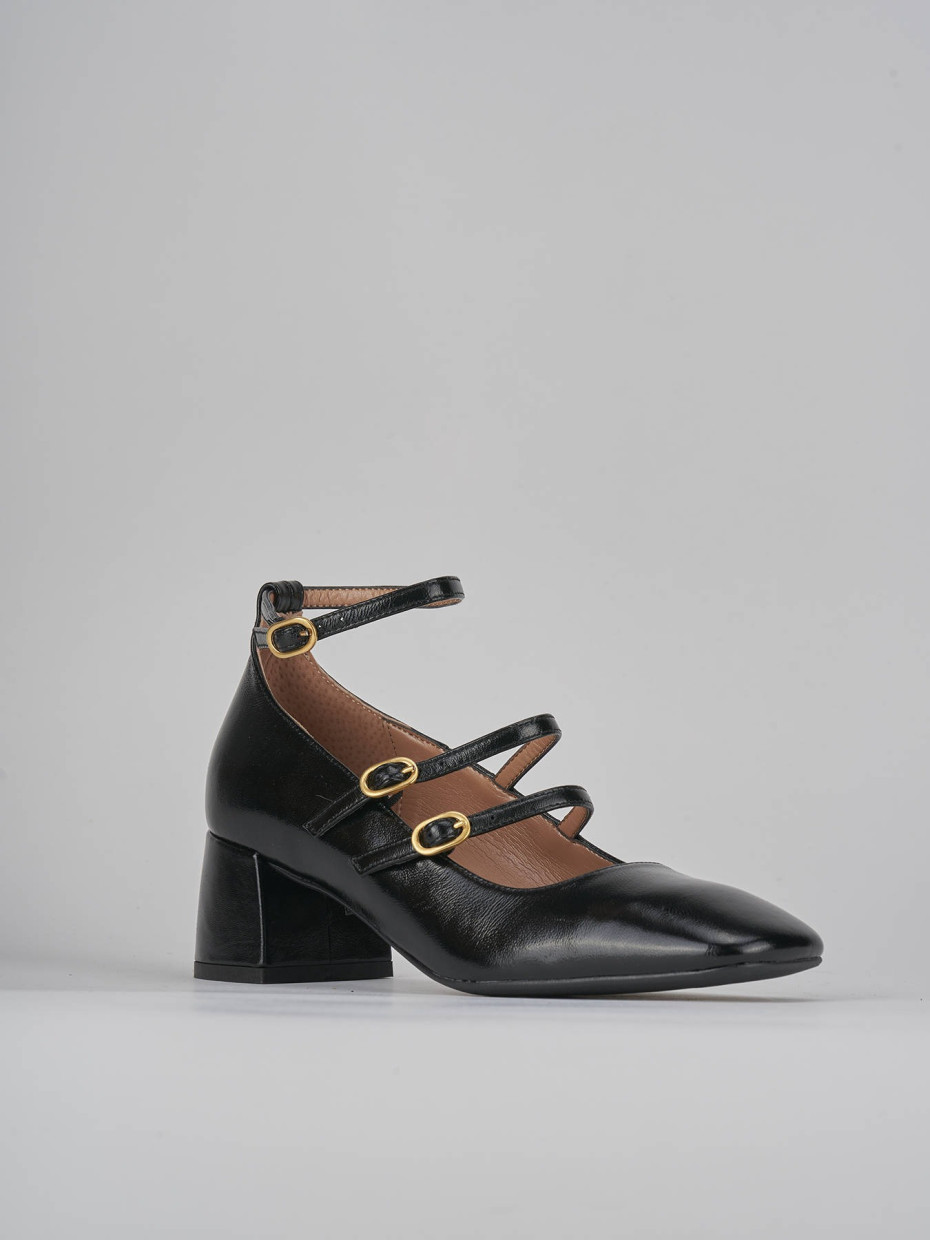 Décolleté e slingback tacco 5cm vernice nero
