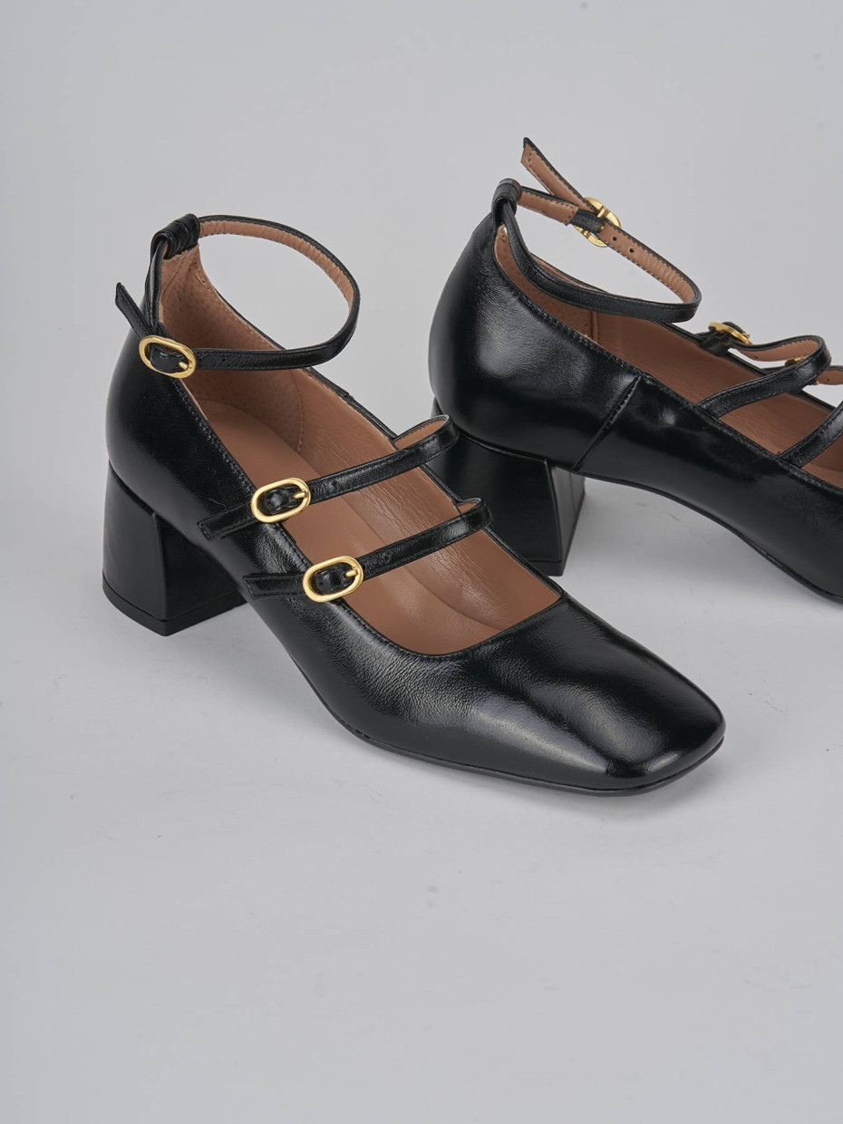 Décolleté e slingback tacco 5cm vernice nero
