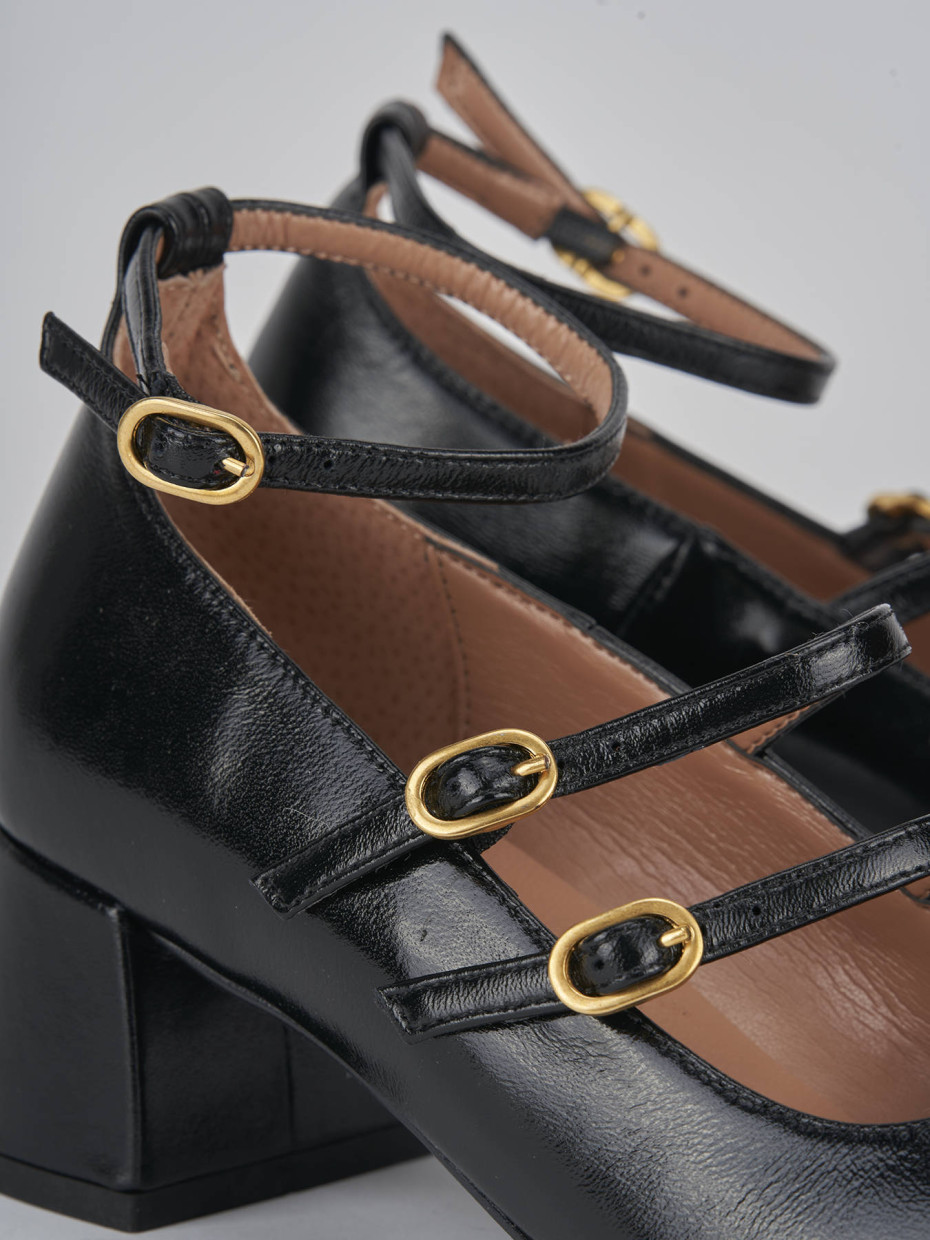 Décolleté e slingback tacco 5cm vernice nero