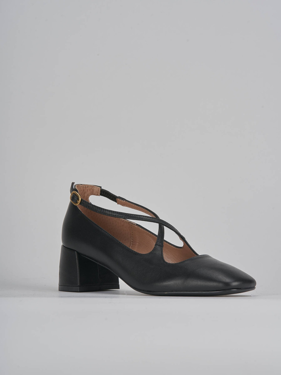Décolleté e slingback tacco 5cm pelle nero